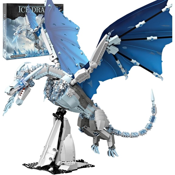 Fantasy Ideas Ice Dragon Model Building Block Set | Educational Construction Kit, Ideal for Movie Buffs & Architecture Enthusiasts, Birthdays & Holidays