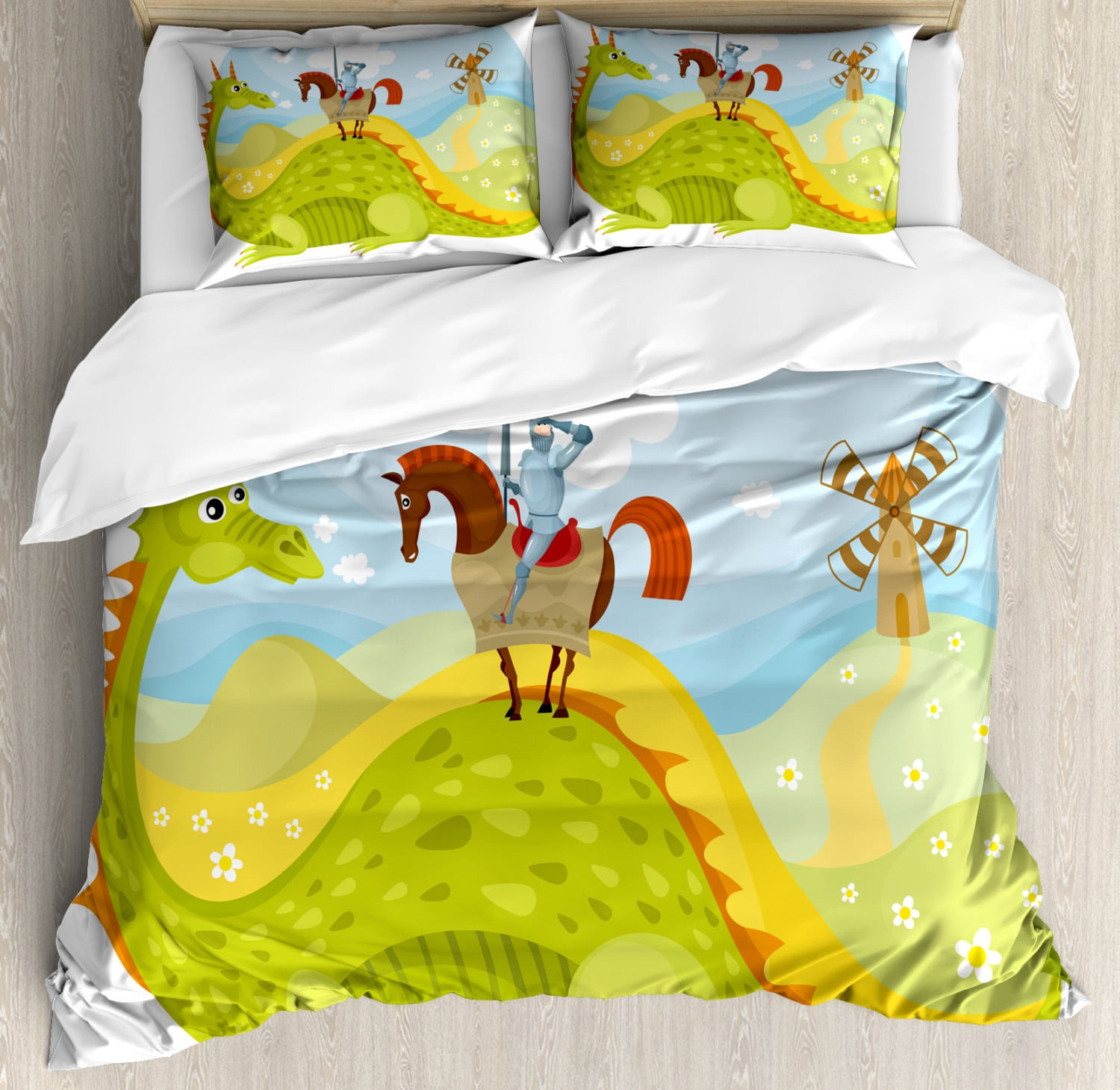 Fantasy King Size Duvet Cover Set, Knight Don Quixote with Horse on ...