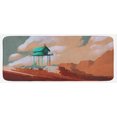 thumbnail image 1 of Fantasy Kitchen Mat, Little Wood House on Stone Hill with Robot on the Cloudy Roof Calming Art Print, Plush Decorative Kitchen Mat with Non Slip Backing, 47" X 19", Tan Green, by Ambesonne, 1 of 1