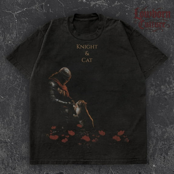 Fantasy Knight Cat T-Shirt: Whimsical Medieval Warrior Tee