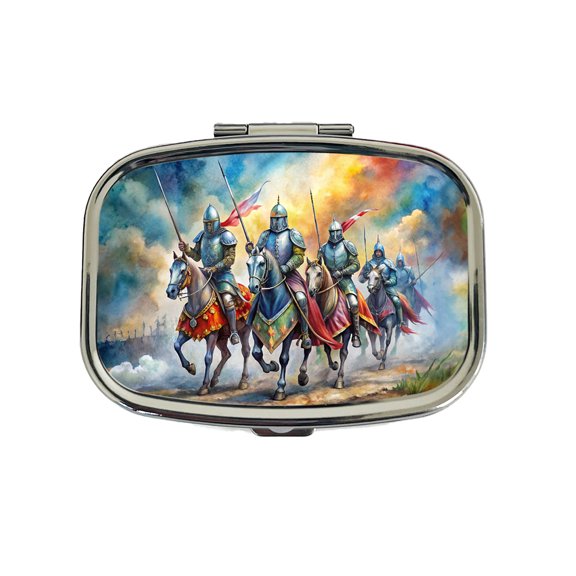 Fantasy Knights Riding To War Watercolor Small Travel Handbag Pill Box Case