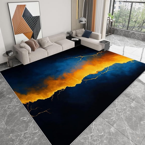 Fantasy Lava Area Rugs, Lava Marble Stripes Carpet, Washable Non Slip Low Pile Soft Rug for Living Room Bedroom Office Decor Mat 5x8ft
