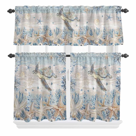 Fantasy Lavender Curtain Valances Set Violet Purple Blooming Flower Garden Scenery Kitchen Curtains 24&nbsp;inch Length Rod Pocket Valance and Tiers 3 Piece Set Small Bedroom Bathroom Laundry Decor