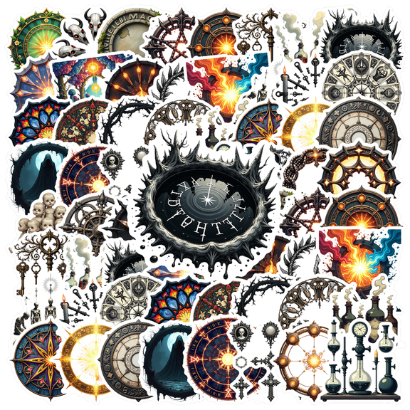 Fantasy Magic Symbol Stickers, Waterproof Fantasy Element Sticker for Water Bottle Laptop Phone Cases Planner Skateboard Luggage Helmet Party Favor Decor, Ideal for Adults Teens Teacher Rewards