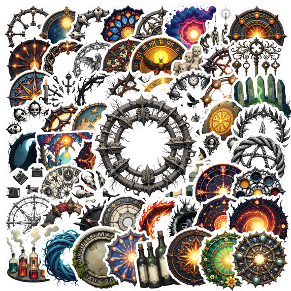 Fantasy Magic Symbol Stickers, Waterproof Fantasy Element Sticker for Water Bottle Laptop Phone Cases Planner Skateboard Luggage Helmet Party Favor Decor, Ideal for Adults Teens Teacher Rewards