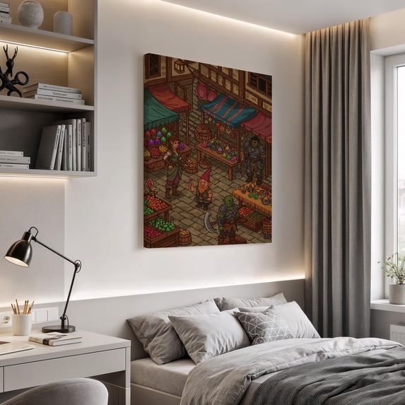 Fantasy Medieval Market Pixel Art Retro Game For Gamer Unique Medieval ...