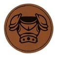 thumbnail image 1 of Fantasy Medieval Plate Armor 2.5" Faux Leather Round Engraved Iron-On Patch - Brown, 1 of 6