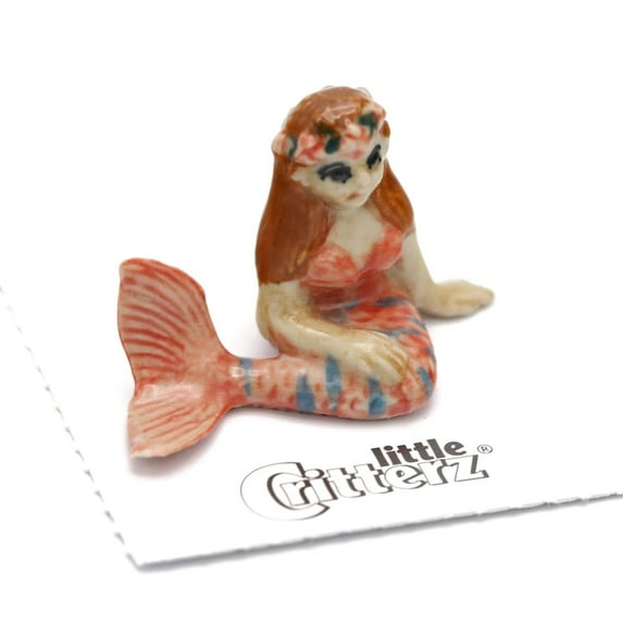 Little Critterz Mermaid “Blush” Miniature Porcelain Figurine, Hand-Painted Collectible Fantasy Statue, Ocean-Inspired Home Décor Display Piece, Gift for Collectors and Fantasy Lovers