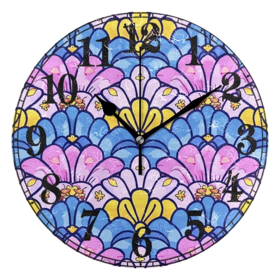 Fantasy Mermaid Scale Floral Silent Wall Clock 10" Non-Ticking Battery Clock