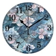 thumbnail image 1 of Fantasy Mermaid Scale Flower Silent Wall Clock 10" Non-Ticking Battery Clock, 1 of 7