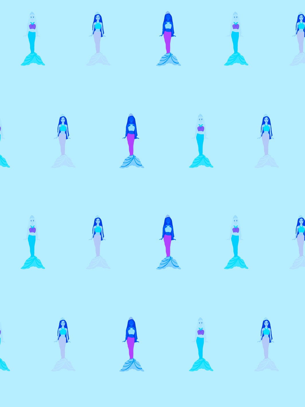 Fantasy Mermaids Removable Vinyl Wallpaper by Barbie - Blue