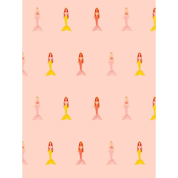 Fantasy Mermaids Removable Vinyl Wallpaper by Barbie - Peach