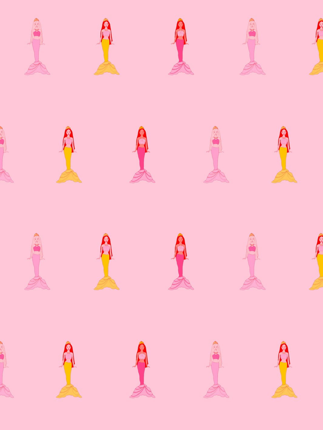 Fantasy Mermaids Removable Vinyl Wallpaper by Barbie Pink