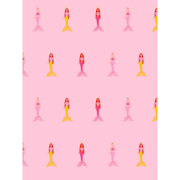 Fantasy Mermaids Removable Vinyl Wallpaper by Barbie - Pink