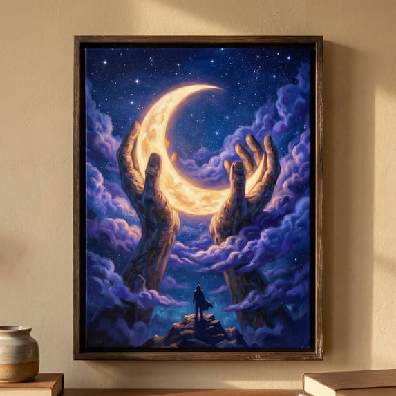 Mystical Rapper Fantasy Moon Dark Gothic Celestial Mystical Night Sky Starry Poster ...