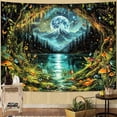thumbnail image 1 of Fantasy Moonlight Forest Lake Tapestry, Enchanted Night Landscape Wall Hanging for Room Decor, Dreamy Nature Home Decor 30L x 40W, 1 of 7