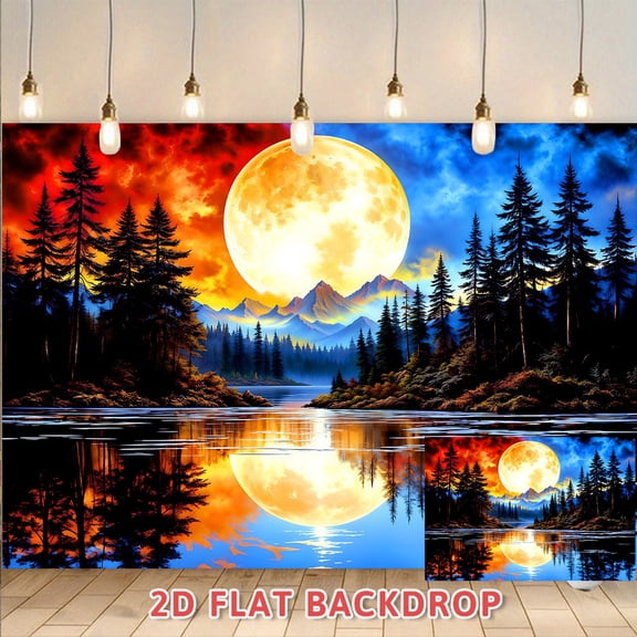 Fantasy Moonlit Forest Landscape Backdrop Wall Hanging for Living Room Bedroom Wall Decor Photography Live Stream Scene Setup