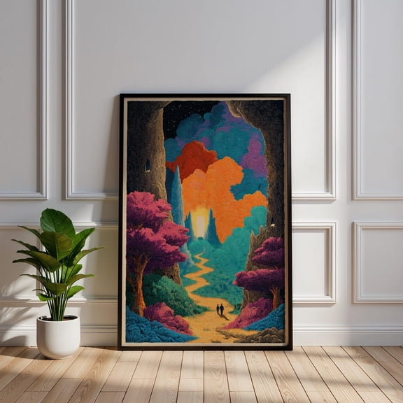 Fantasy Mountain Path Surreal Travel Landscape Poster Unframed Paper Print