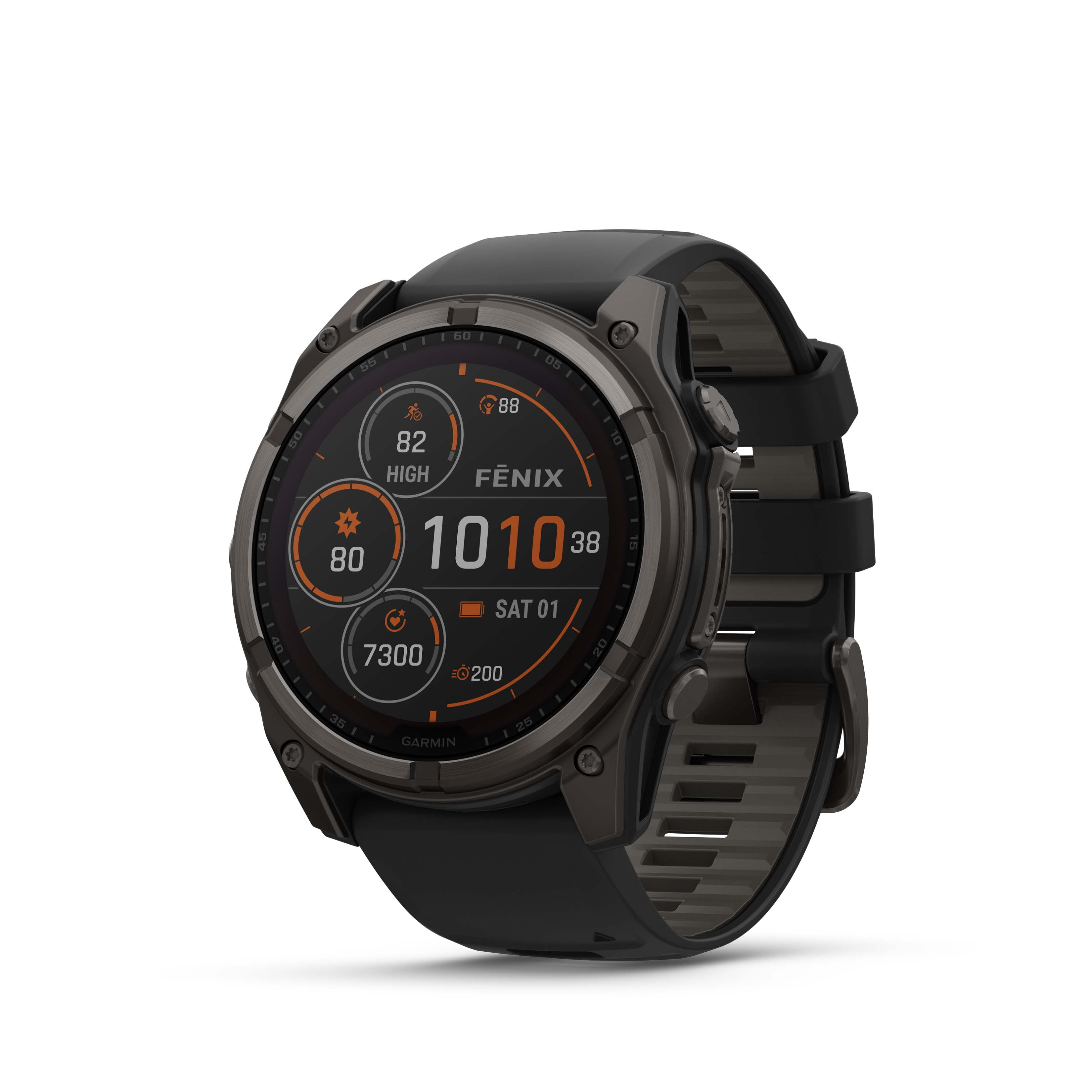 f nix 8 51 mm Solar Sapphire Carbon Gray DLC Titanium with Black Pebble Gray Silicone Band Walmart
