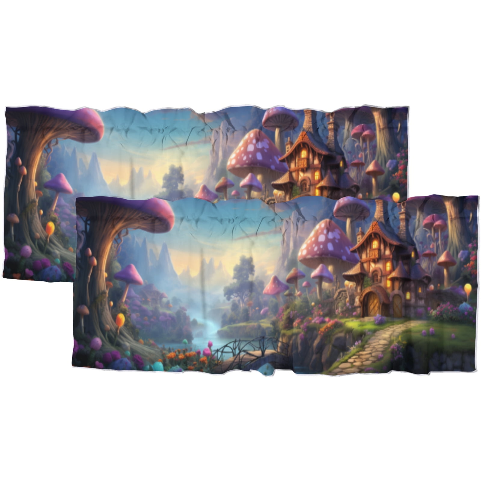 Fantasy Mushroom Forest Valance Curtain for Kitchen Enchanted Fairy ...