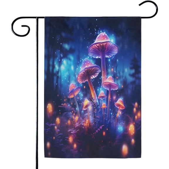 Fantasy Mushroom Garden Flag 12x18 Inch Double Sided Vertical Outdoor Yard Flag for Holiday Garden Decoration