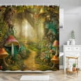 thumbnail image 1 of Fantasy Mushroom Shower Curtains Fairy Forest Tree Gothic Panel Jungle Green Zen River Bathroom Decor Shower Curtain With Hooks, 1 of 5
