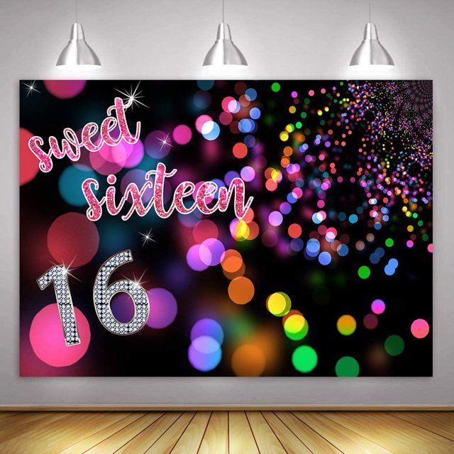 Fantasy Neon Disc Background Sweet 16 Birthday Party Large Size ...