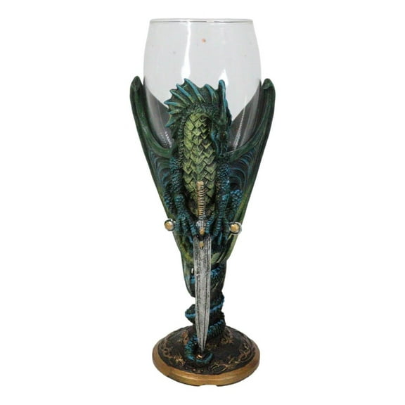 Fantasy Netherworld Earth Dragon Skull Blade Sword Glass Wine Goblet Chalice