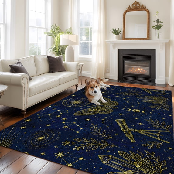 High Fantasy Rug Fantasy Night Sky Large Area Rugs 8x10ft Mythical Butterfly Moth Moon ...