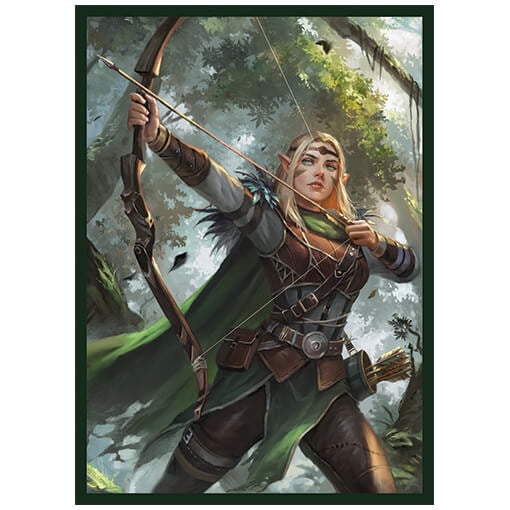 Fantasy North - Aelwyn Alorr - Wood Elf Ranger - 100 Textured Matte TCG Card Sleeves - Fits Magic MTG Commander Pokemon and other Card Games - Playing Card Sleeves