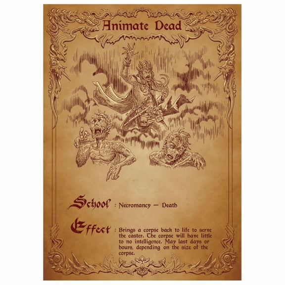 Fantasy North - Animate Dead - Spell Scroll Series - 100 Textured Matte TCG Card Sleeves - Fits Magic MTG Commander Pokemon and Other Card Games - Playing Card Sleeves
