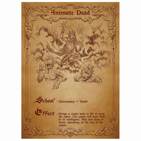 Fantasy North - Animate Dead - Spell Scroll Series - 100 Textured Matte TCG Card Sleeves - Fits Magic MTG Commander Pokemon and Other Card Games - Playing Card Sleeves