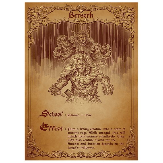 Fantasy North - Berserk - Spell Scroll Series - 100 Textured Matte TCG Card Sleeves - Fits Magic MTG Commander Pokemon and Other Card Games - Playing Card Sleeves