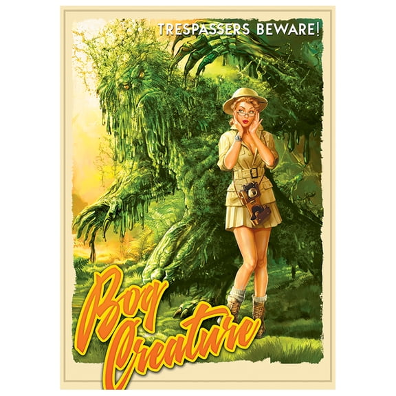 Fantasy North - Bog Creature - Retro Vintage Horror Movie Poster - 100 Textured Matte TCG Card Sleeves - Fits Magic MTG Commander Pokemon and other Card Games - Playing Card Sleeves