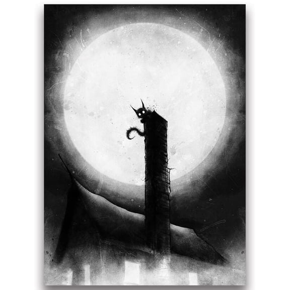 Fantasy North - Cat on The Chimney - Inked Moonlight Horror Series - 100 Textured Matte TCG Card Sleeves - Fits Magic MTG Commander Pokemon and Other Card Games - Playing Card Sleeves