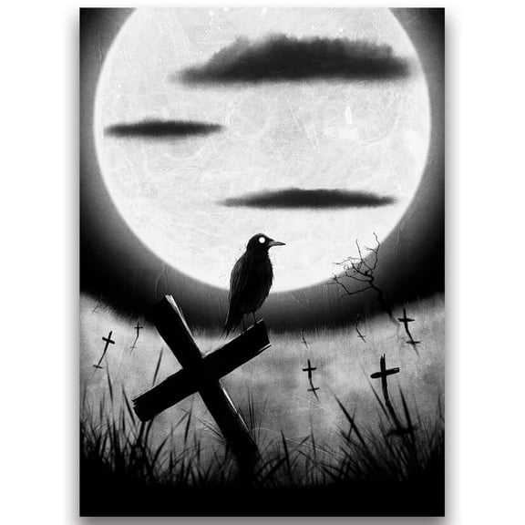 Fantasy North - Crow on The Gravestone - Inked Moonlight Horror Series - 100 Textured Matte TCG Card Sleeves - Fits Magic MTG Commander Pokemon and Other Card Games - Playing Card Sleeves