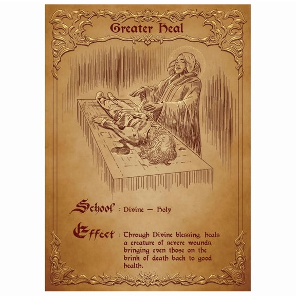 Fantasy North - Greater Heal - Spell Scroll Series - 100 Textured Matte TCG Card Sleeves - Fits Magic MTG Commander Pokemon and Other Card Games - Playing Card Sleeves