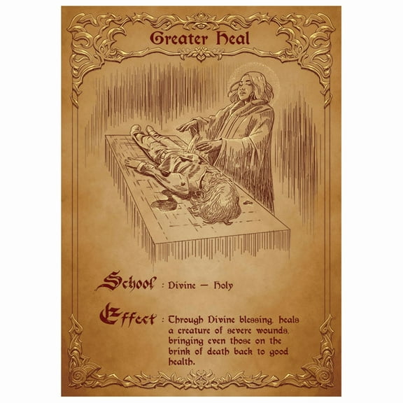 Fantasy North - Greater Heal - Spell Scroll Series - 100 Textured Matte TCG Card Sleeves - Fits Magic MTG Commander Pokemon and Other Card Games - Playing Card Sleeves