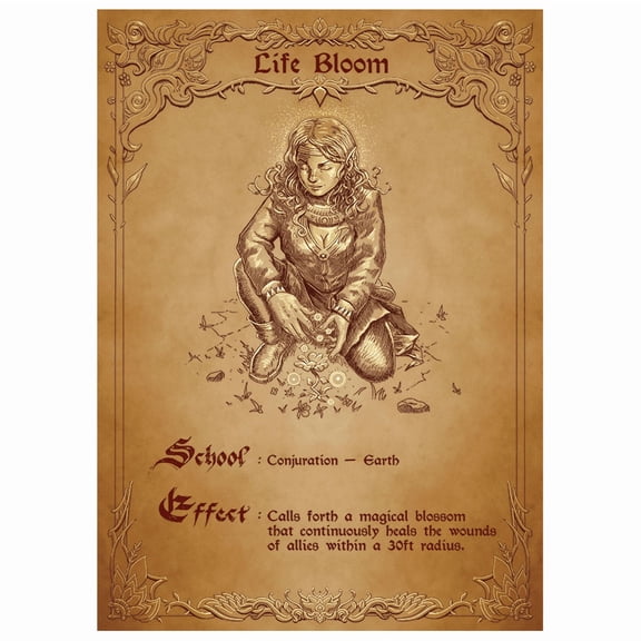 Fantasy North - Life Bloom - Spell Scroll Series - 100 Textured Matte TCG Card Sleeves - Fits Magic MTG Commander Pokemon and Other Card Games - Playing Card Sleeves