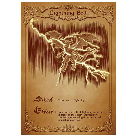 Fantasy North - Lightning Bolt - Spell Scroll Series - 100 Textured Matte TCG Card Sleeves - Fits Magic MTG Commander Pokemon and Other Card Games - Playing Card Sleeves