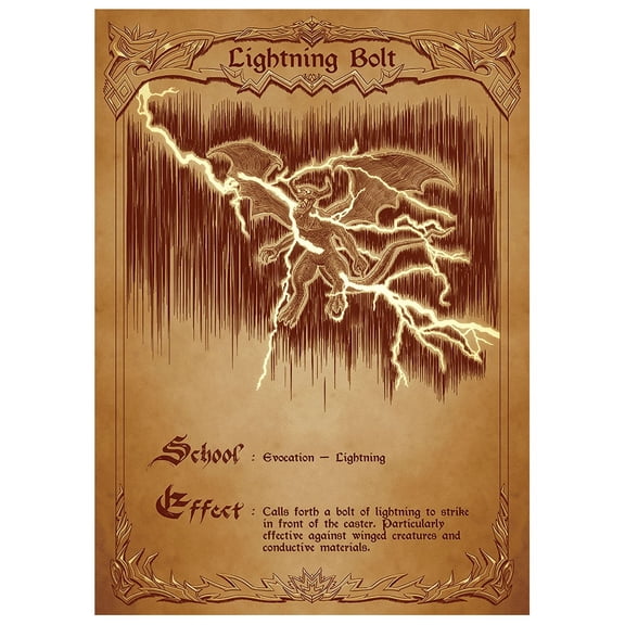 Fantasy North - Lightning Bolt - Spell Scroll Series - 100 Textured Matte TCG Card Sleeves - Fits Magic MTG Commander Pokemon and Other Card Games - Playing Card Sleeves