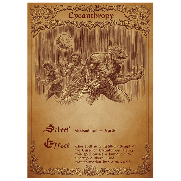 Fantasy North - Lycanthropy - Spell Scroll Series - 100 Textured Matte TCG Card Sleeves - Fits Magic MTG Commander Pokemon and Other Card Games - Playing Card Sleeves