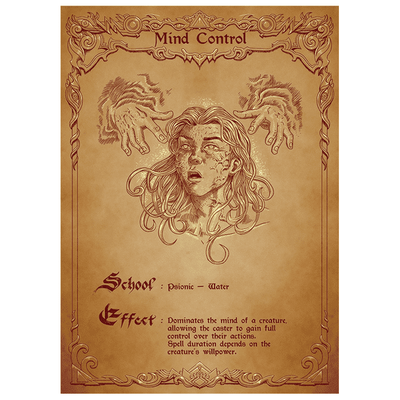 Fantasy North - Mind Control - Spell Scroll Series - 100 Textured Matte TCG Card Sleeves - Fits Magic MTG Commander Pokemon and Other Card Games - Playing Card Sleeves