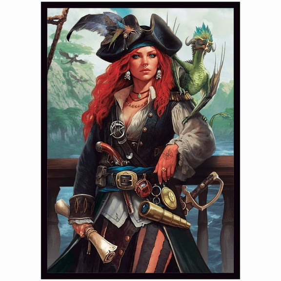 Fantasy North - Olivia Hughes - Captain of The Maidens Luck - 100 Smooth Matte TCG Card Sleeves - Fits Magic MTG Commander Pokemon and Other Card Games - Playing Card Sleeves