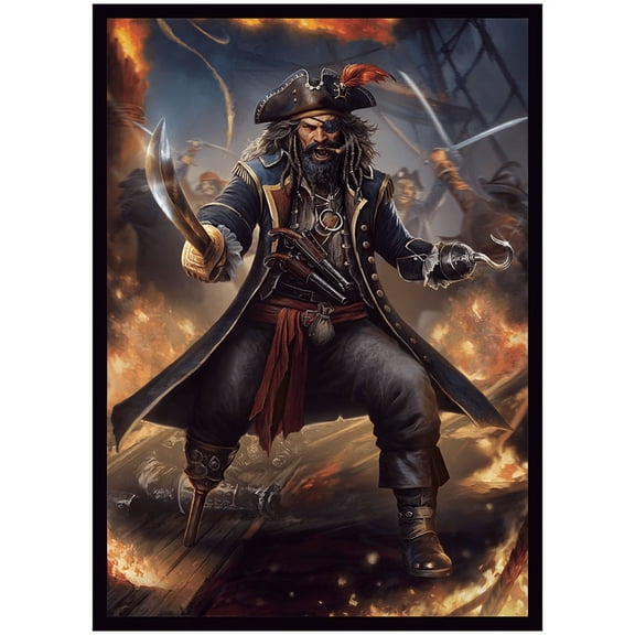Fantasy North - Roger Vancliffe - Merciless Captain - Pirate - 100 Smooth Matte TCG Trading Card Sleeves - Fits Magic MTG Commander Pokemon and other Card Games - Playing Card Sleeves