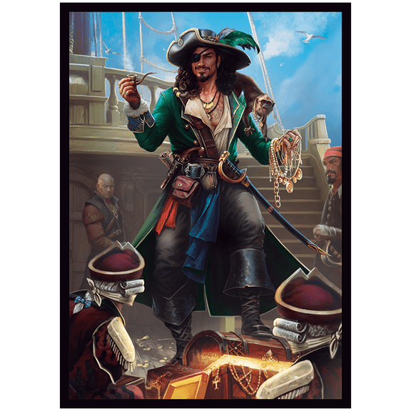 Fantasy North - Salvador Santigo - Scoundrel of The Seas - 100 Smooth Matte TCG Card Sleeves - Fits Magic MTG Commander Pokemon and Other Card Games - Playing Card Sleeves