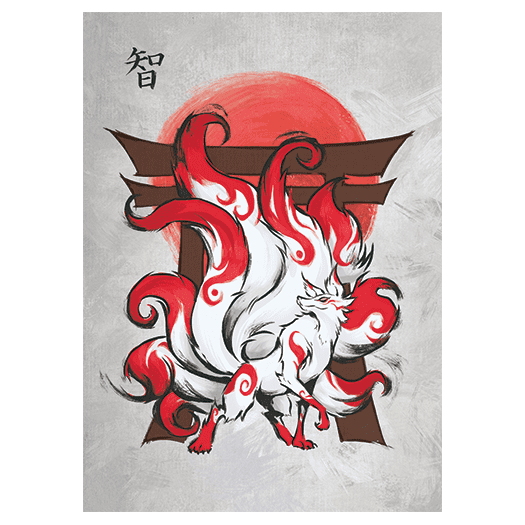 Fantasy North - Shizuno - The Sacred Fox - 100 Textured Matte TCG Card Sleeves - Fits Magic MTG Commander Pokemon and other Card Games - Playing Card Sleeves
