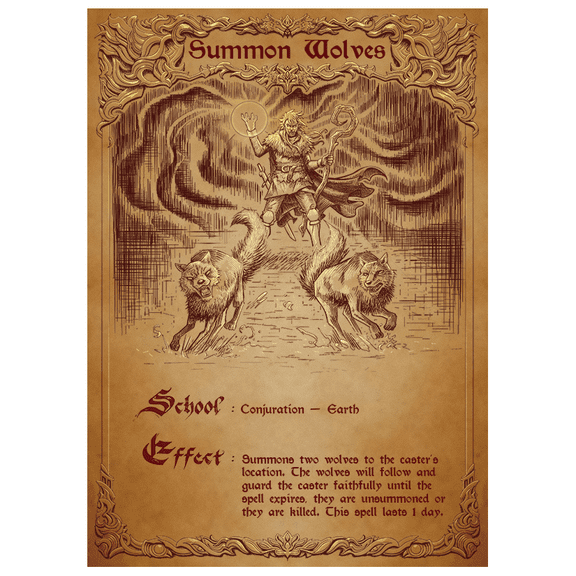 Fantasy North - Summon Wolves - Spell Scroll Series - 100 Textured Matte TCG Card Sleeves - Fits Magic MTG Commander Pokemon and Other Card Games - Playing Card Sleeves
