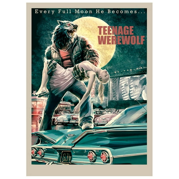 Fantasy North - Teenage Werewolf - Retro Vintage Movie Poster - 100 Textured Matte TCG Card Sleeves - Fits Magic MTG Commander Pokemon and other Card Games - Playing Card Sleeves