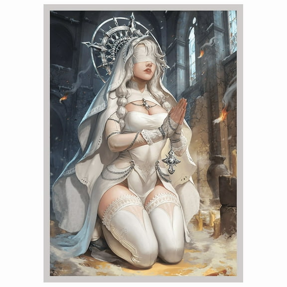 Fantasy North - Theresa - Ash-Shrine Maiden - 100 Textured Matte TCG Card Sleeves - Fits Magic MTG Commander Pokemon and Other Card Games - Playing Card Sleeves